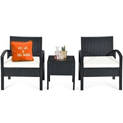 Set da bistrot in rattan da 3 pezzi